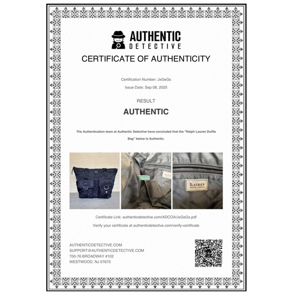 Lauren Ralph Lauren Black Nylon Duffel Overnight Weekend Travel Tote Bag - Picture 13 of 16